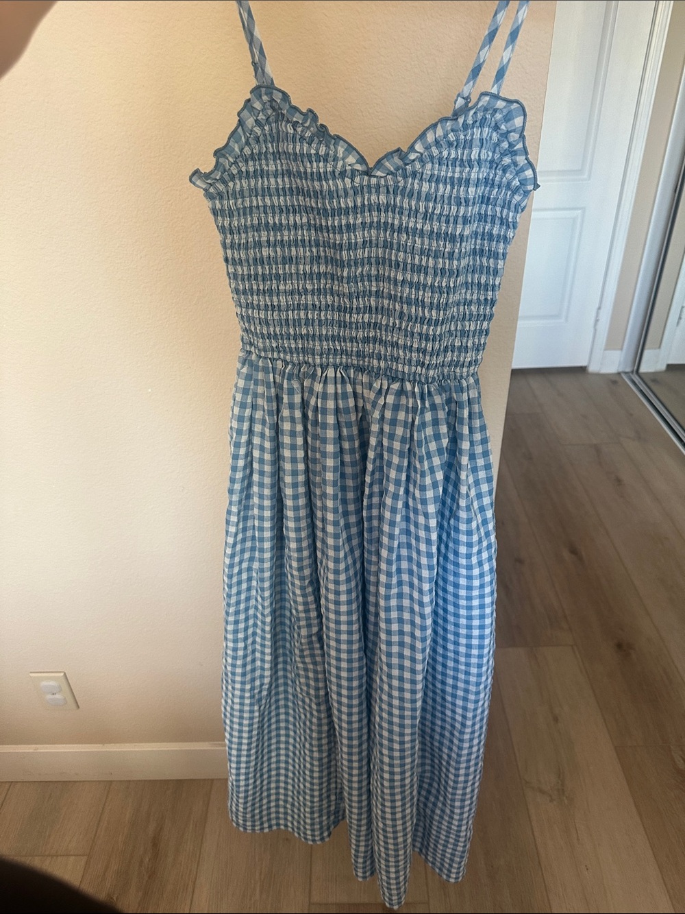 Blue Gingham Smocked Sundress